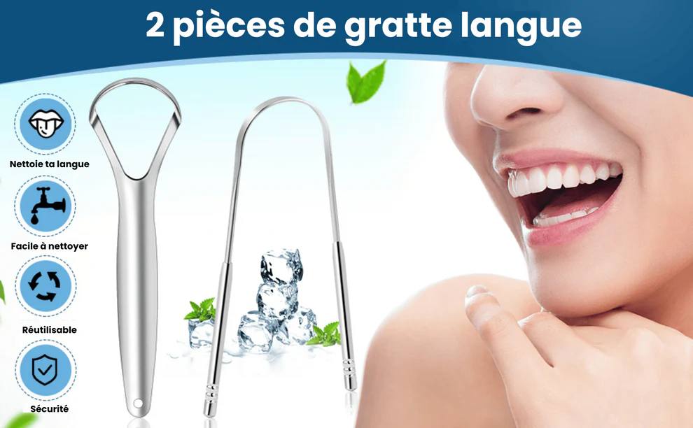 Gratte-langue en acier – Pack de 2 pour une haleine fraîche