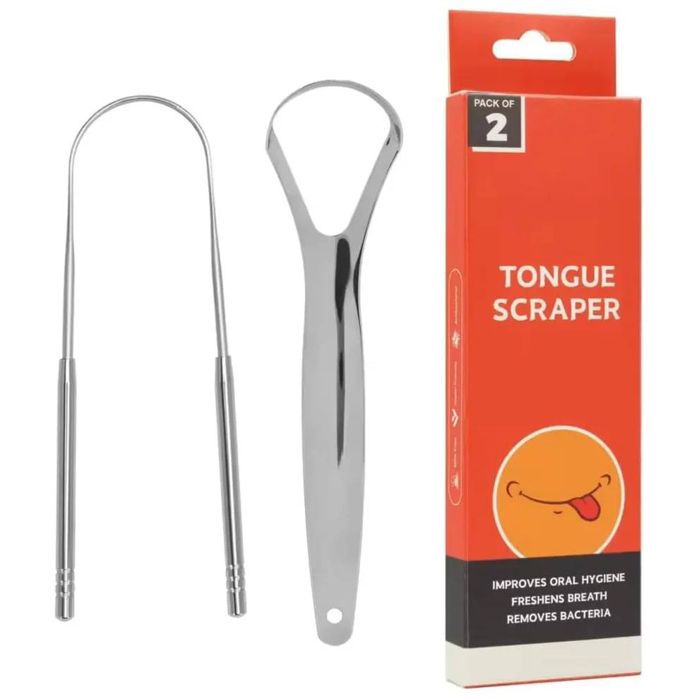 Gratte-langue en acier – Pack de 2 pour une haleine fraîche